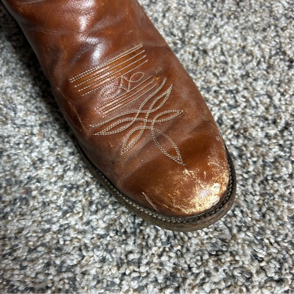 Vintage Tony Lama Cowboy Boots Men’s 10.5 Brown Rodeo Western Point Toe Leather - Picture 6 of 8